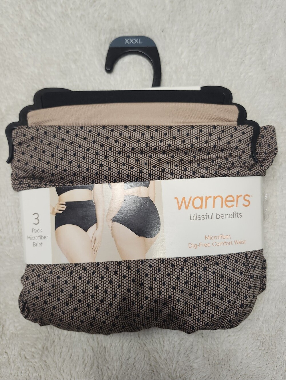 • NWT Warners Dig-Free Comfort Waistband 3-Pack Brief Panties XXXL Microfiber